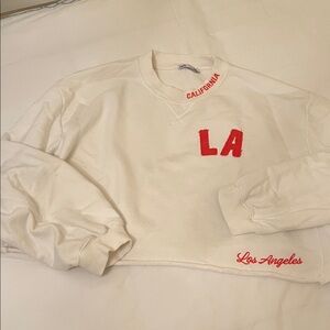 Zara Cropped Boxy Los Angeles CA Sweatshirt Size M